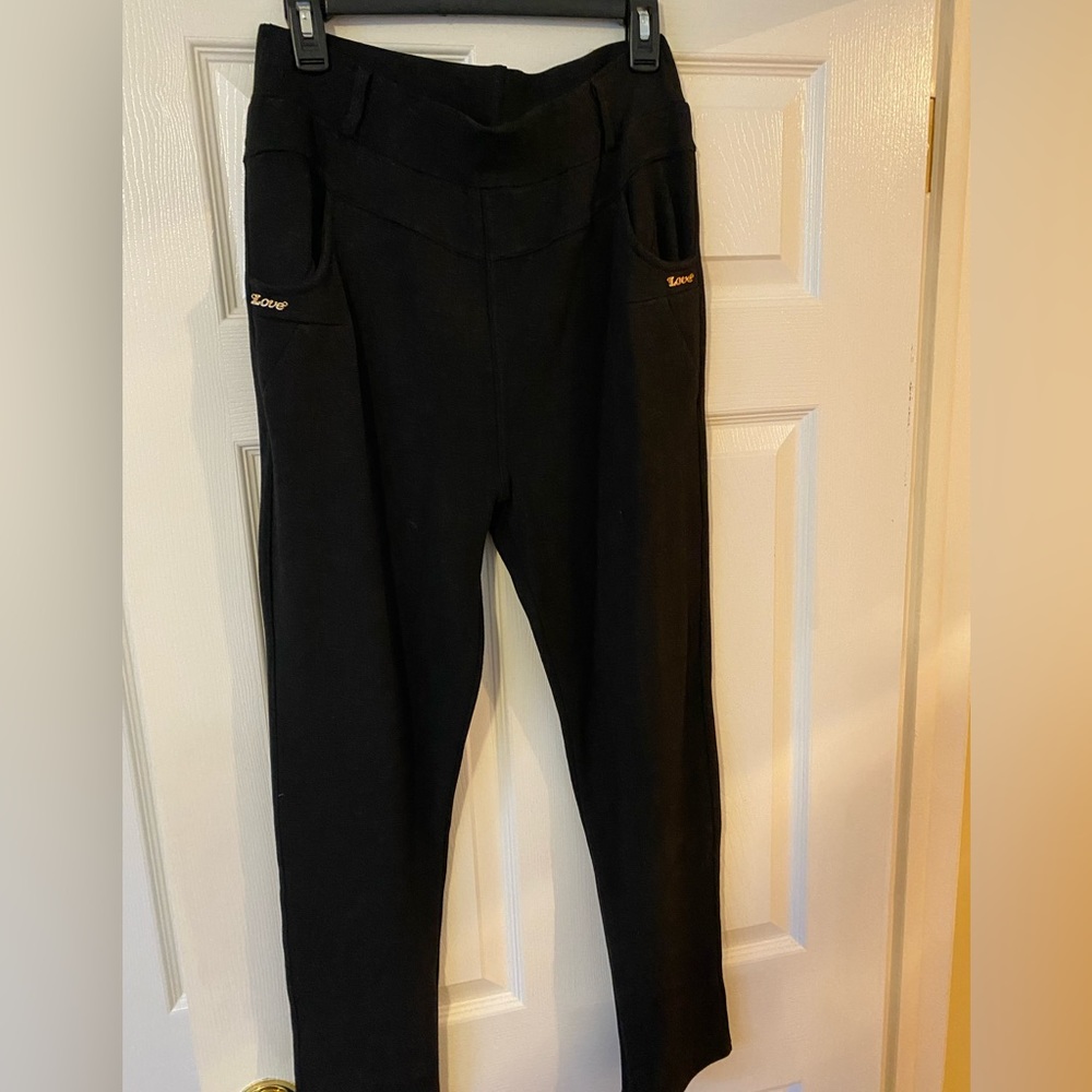 Black skinny leg sweatpants